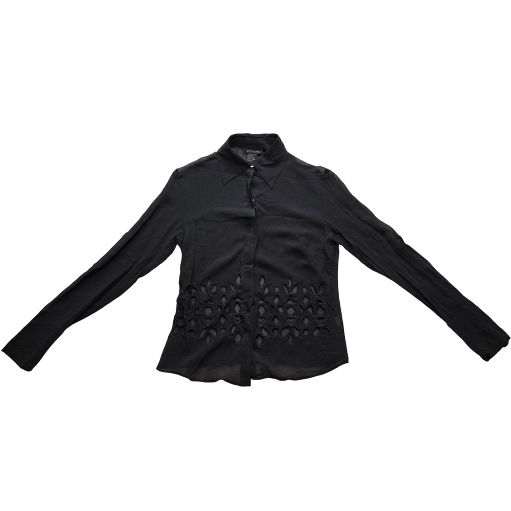 The Limited Silk Blouse Boho Sheer Embroidered Black Women S